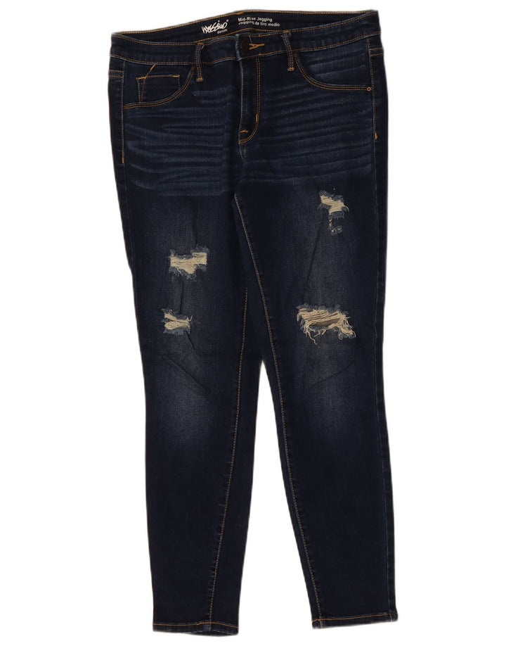 Damskie jeansy skinny MOSSIMO w trudnej sytuacji, ze średnim stanem, US 10, średnie, W30 L27, niebieskie