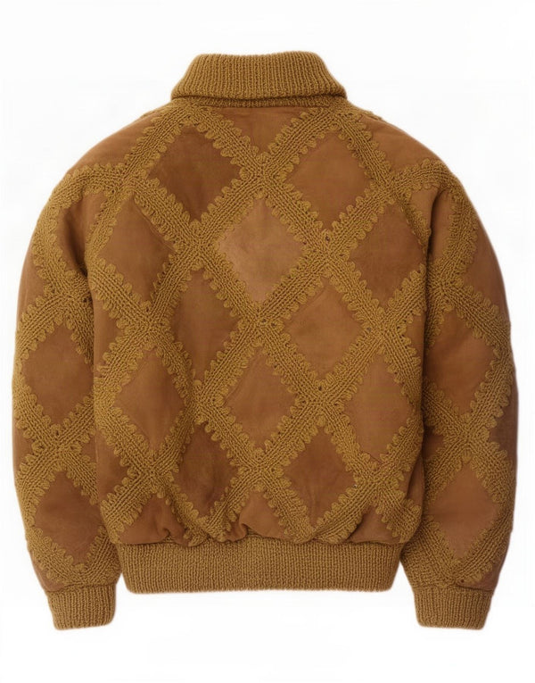 Vintage damska zamszowa kurtka bomber UK 18 XL brązowa
