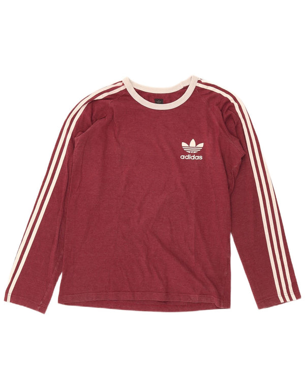 Męska koszulka Adidas z długim rękawem, średnia, bordowa, bawełniana