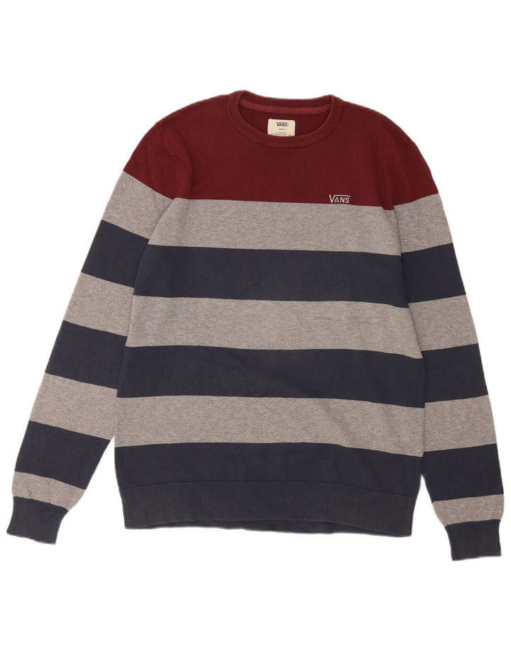 Męski sweter Vans z okrągłym dekoltem, mały, wielokolorowy, bawełniany w paski