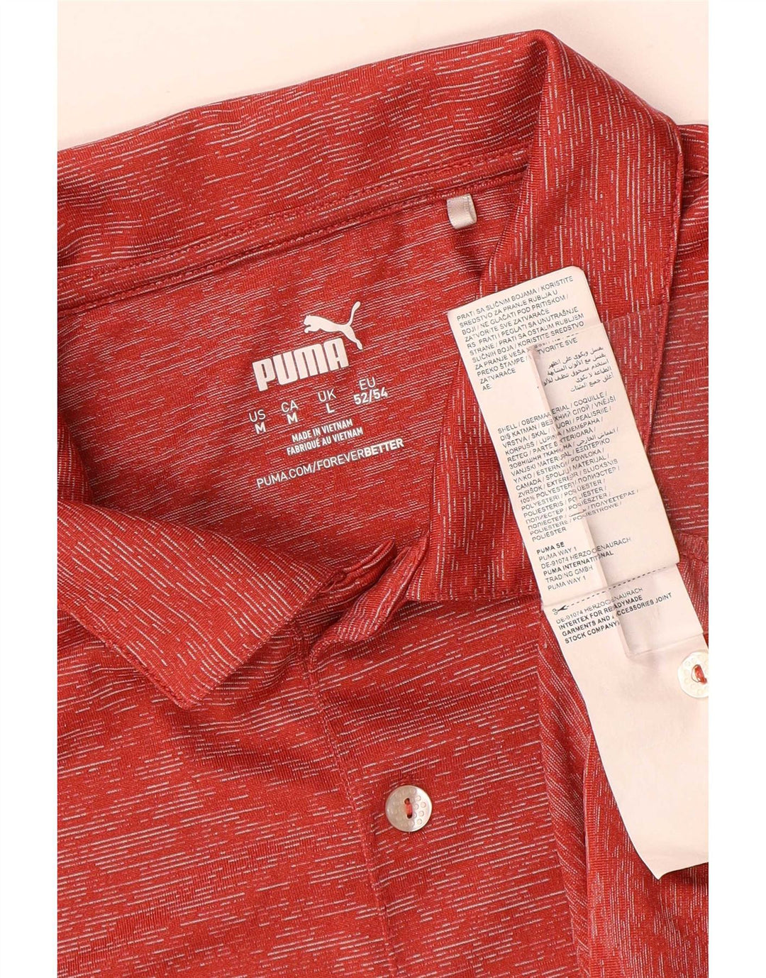 Męska koszulka polo Puma, duża, czerwona, nakrapiana poliester