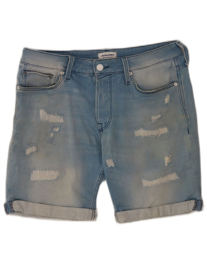 Męskie spodenki jeansowe Jack & Jones w trudnej sytuacji, małe W29, niebieskie, bawełniane