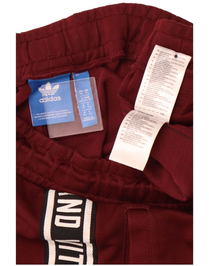 Męskie spodnie dresowe ADIDAS z grafiką XL, bordowy, poliestrowy blok kolorów