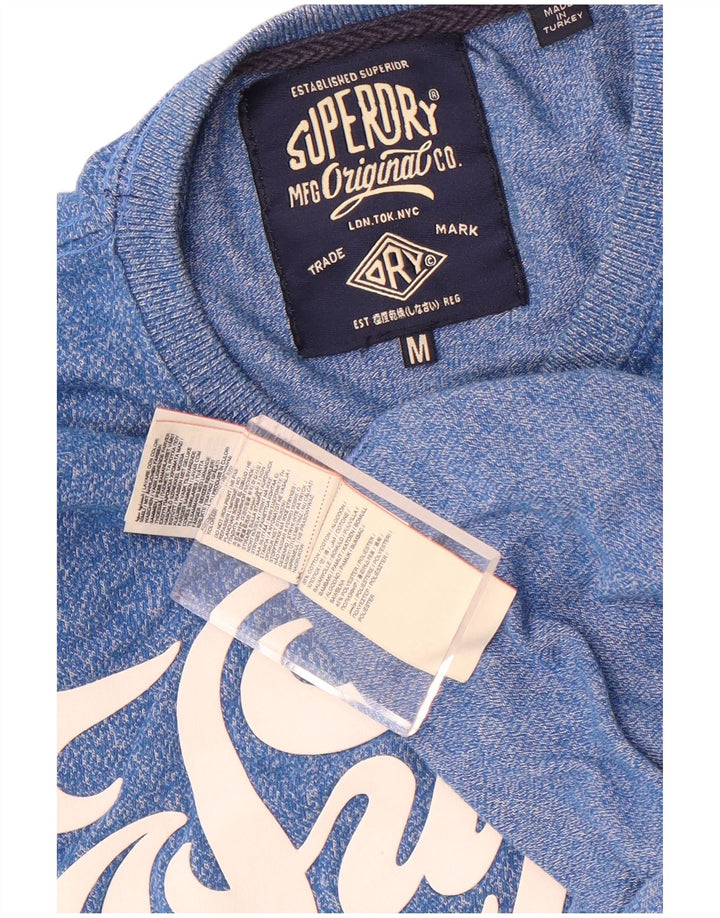 Męski T-shirt z grafiką Superdry, bawełniany, średni niebieski w cętki