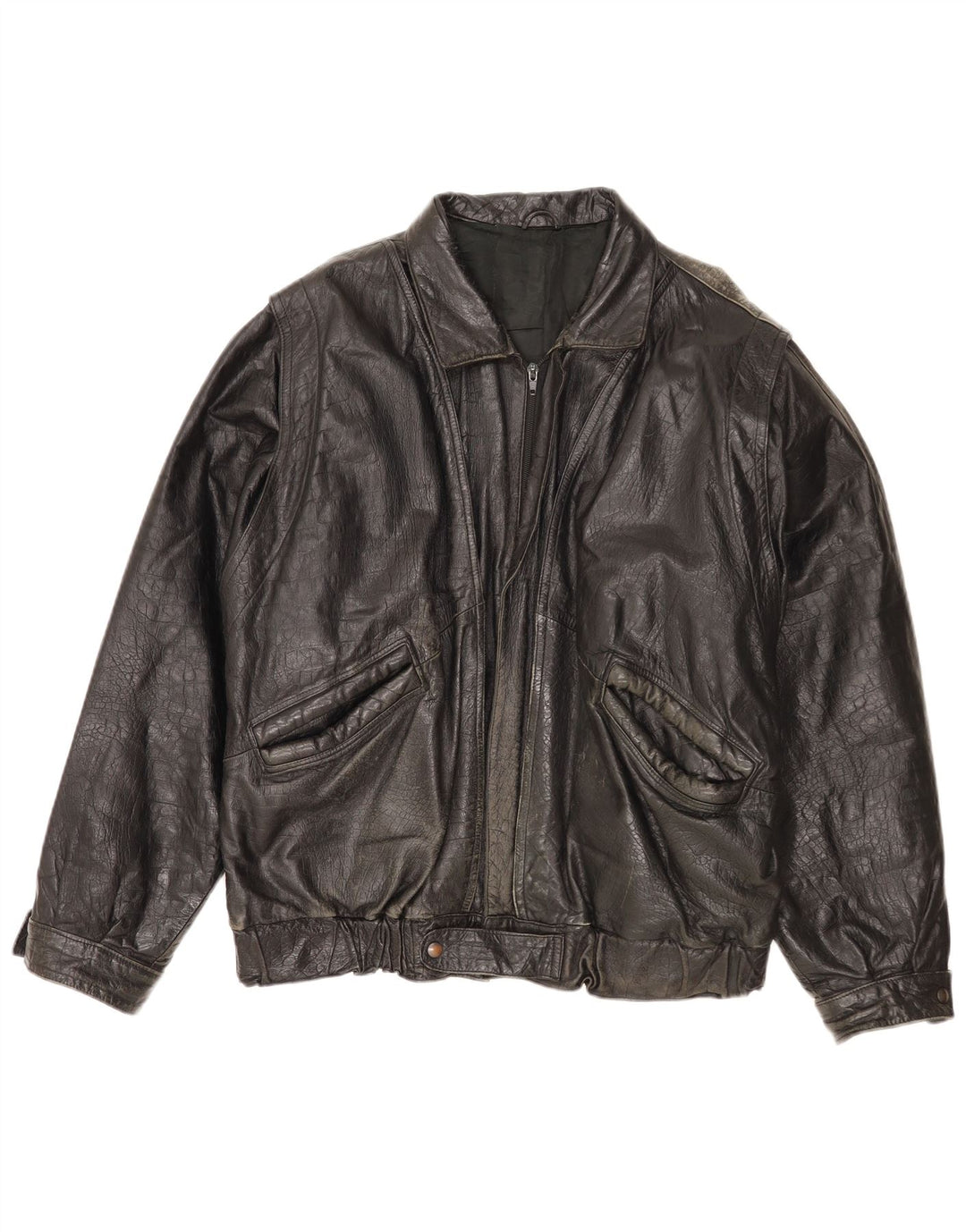 Vintage męska kurtka skórzana IT 52 XL czarna skóra