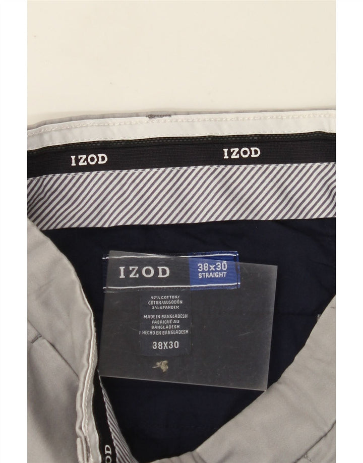 Męskie proste spodnie chino IZOD W38 L30 Szara bawełna