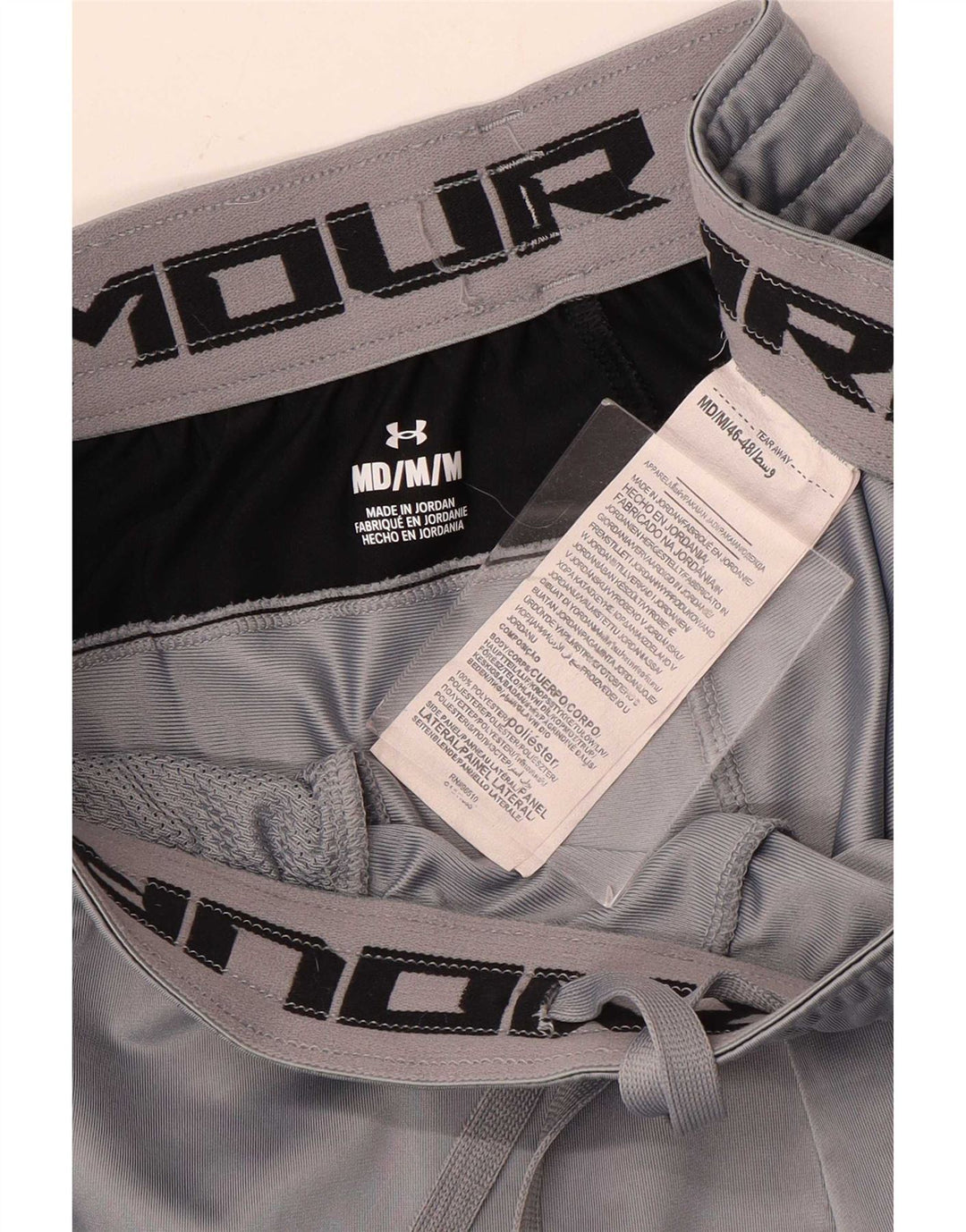 Męskie spodenki sportowe Under Armour z grafiką, poliestrowe w kolorze średnioszarym