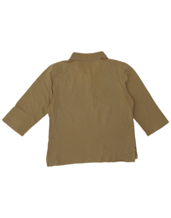 Damska koszulka polo Tommy Hilfiger z krótkim rękawem 3/4, UK 14, duża, bawełniana khaki
