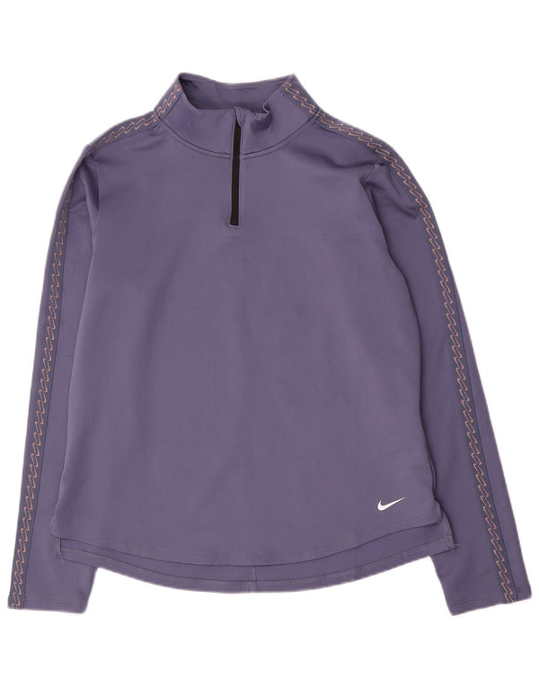 Damska koszulka Nike Therma-Fit Zip Neck Graphic z długim rękawem, UK 14, średni fiolet
