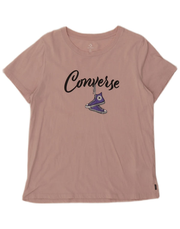 Damska koszulka z grafiką Converse Top UK 14, duża, różowa, bawełniana