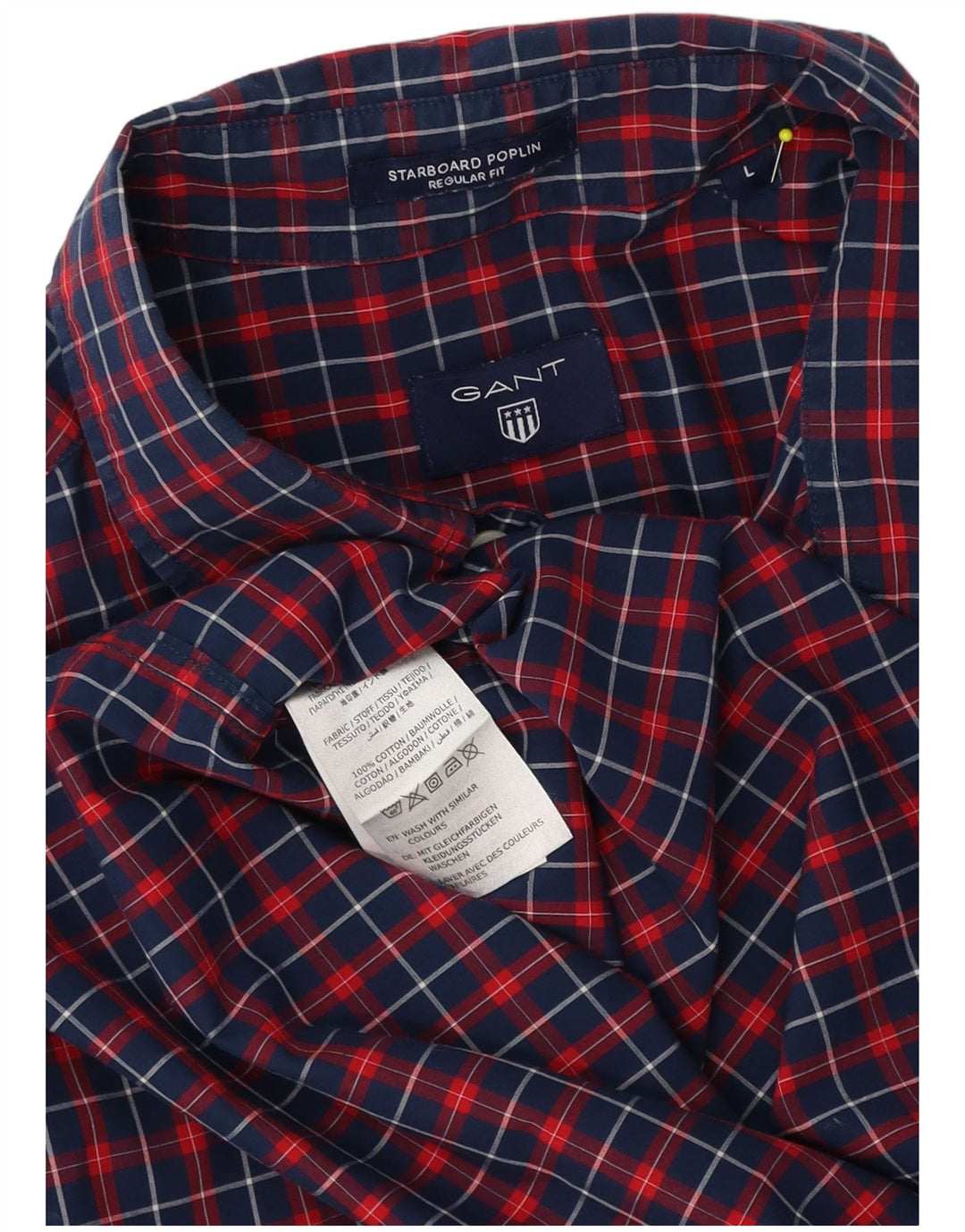 Męska koszula z krótkim rękawem Gant Starboard Poplin w dużą granatową kratkę