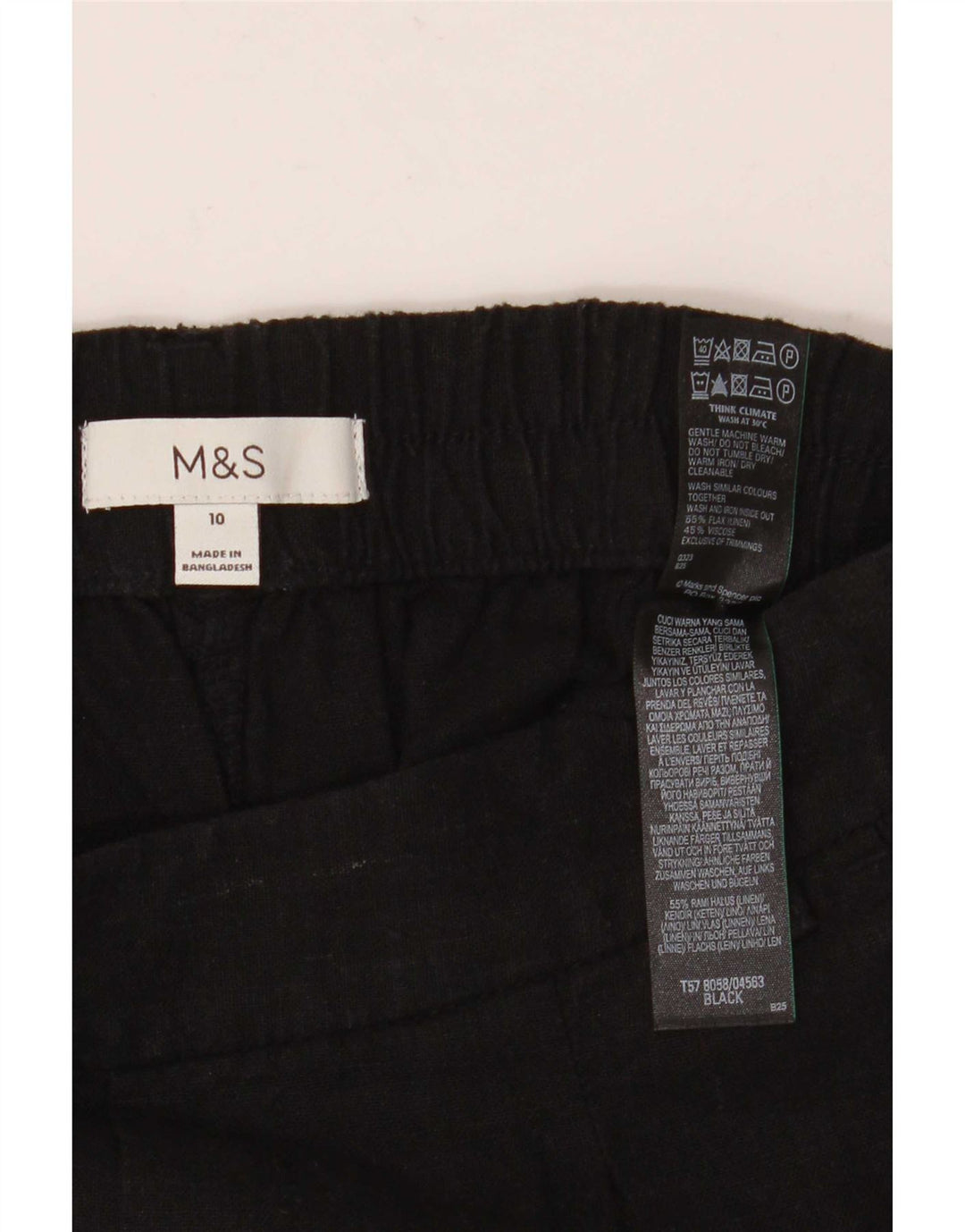 Marks & Spencer Damskie spodenki Chino UK 10 Small W28 Czarne lniane
