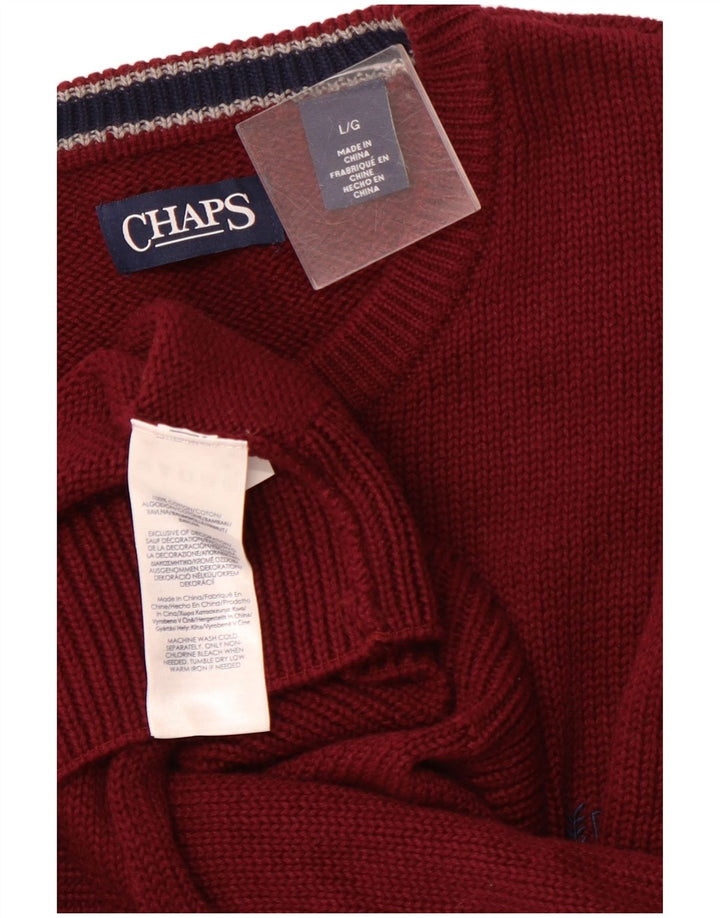 Męski sweter z okrągłym dekoltem CHAPS, duży, bordowy, bawełniany