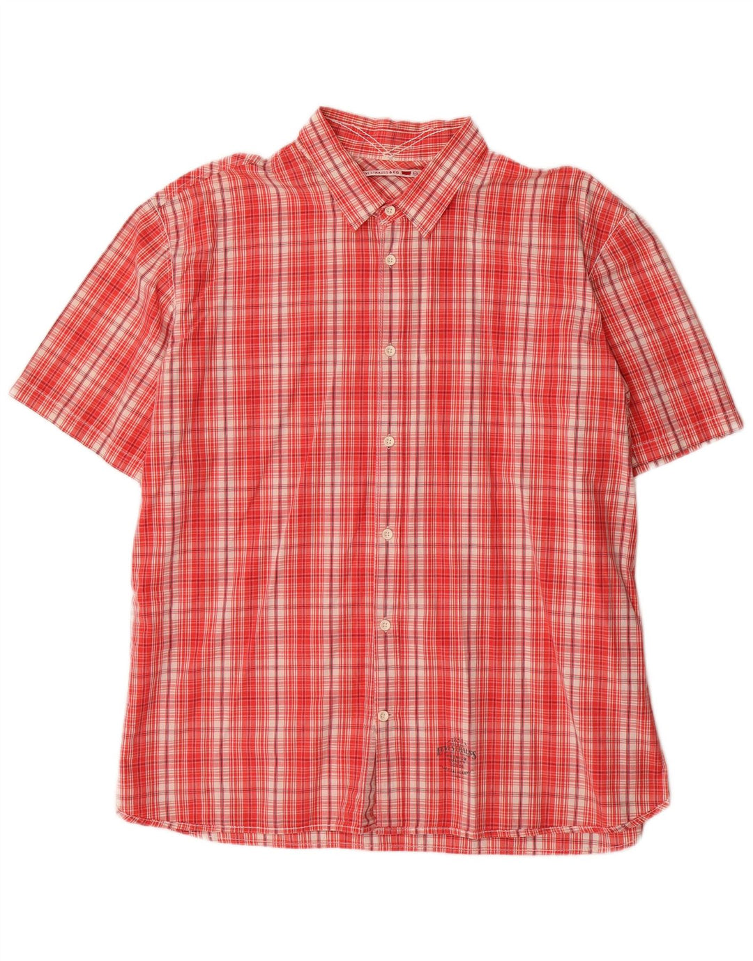 Męska koszula z krótkim rękawem Levi's Denizen 2XL, bawełniana w czerwoną kratę