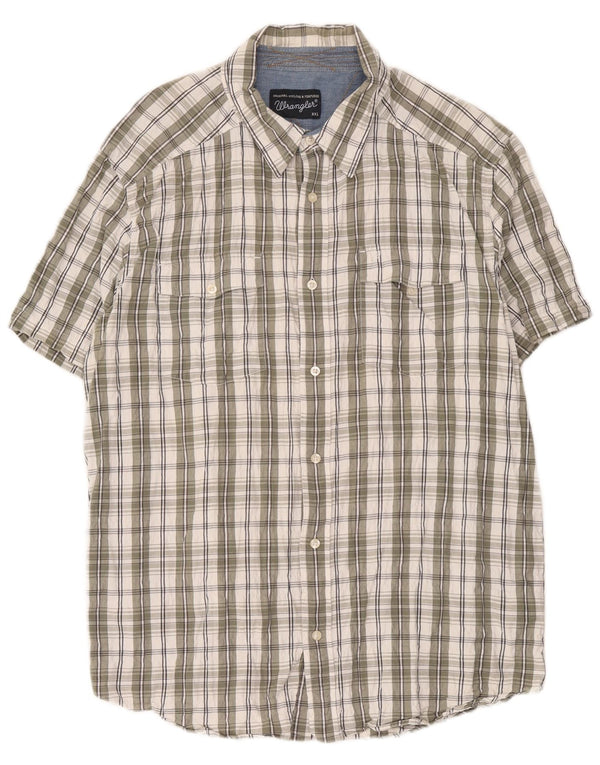 Koszula męska Wrangler z krótkim rękawem o regularnym kroju, 2XL, bawełniana w zieloną kratę