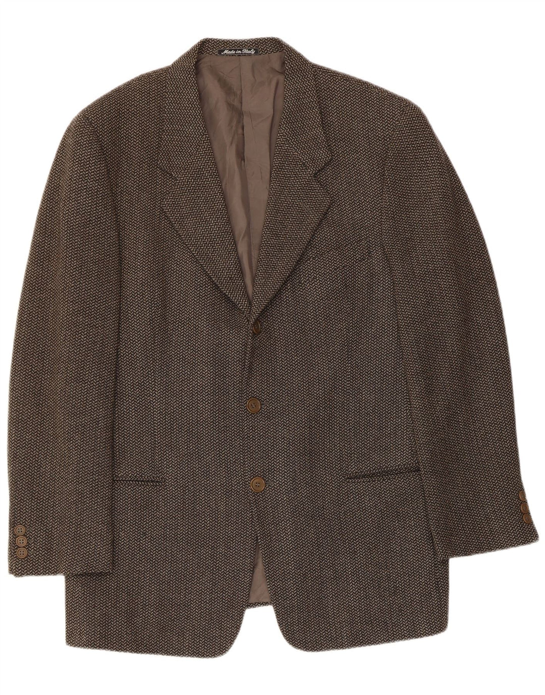Męska marynarka zapinana na 3 guziki GIORGIO ARMANI IT 52 w dużą brązową jodełkę