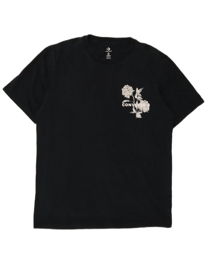 Converse Męski T-shirt z grafiką, duży, czarny, bawełniany