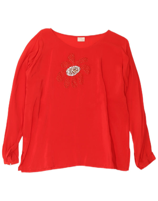 Damska bluzka Ines IT 46 z dużym czerwonym kwiatowym octanem