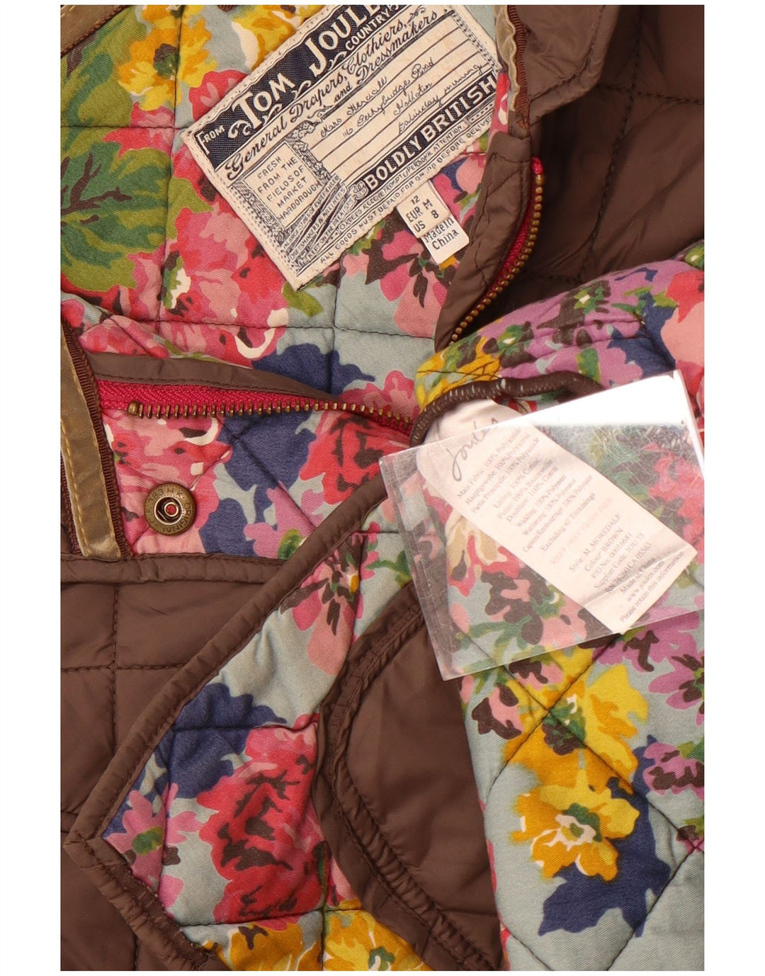 Damska pikowana kurtka Joules UK 12, średnia szara bawełna