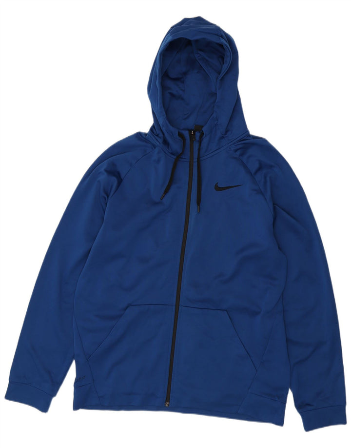 Męski sweter z kapturem i zamkiem błyskawicznym Nike Dri Fit, duży niebieski poliester