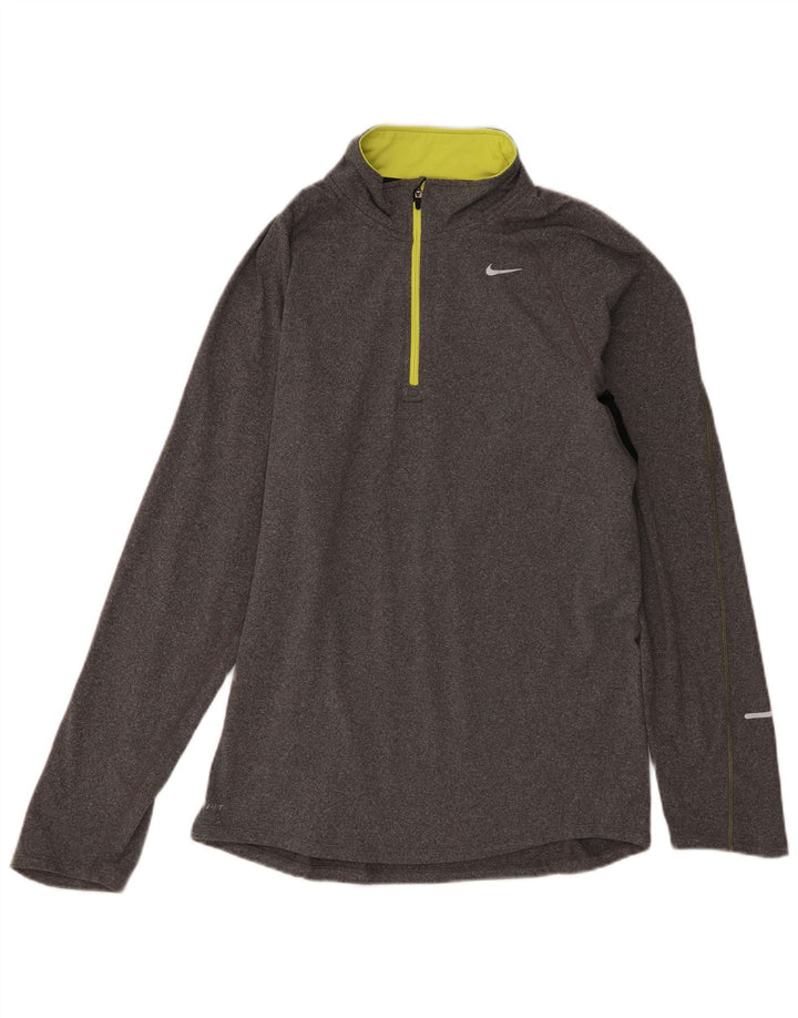 Męski dres Nike Dri Fit z zamkiem błyskawicznym na szyi i małym szarym blokiem kolorów