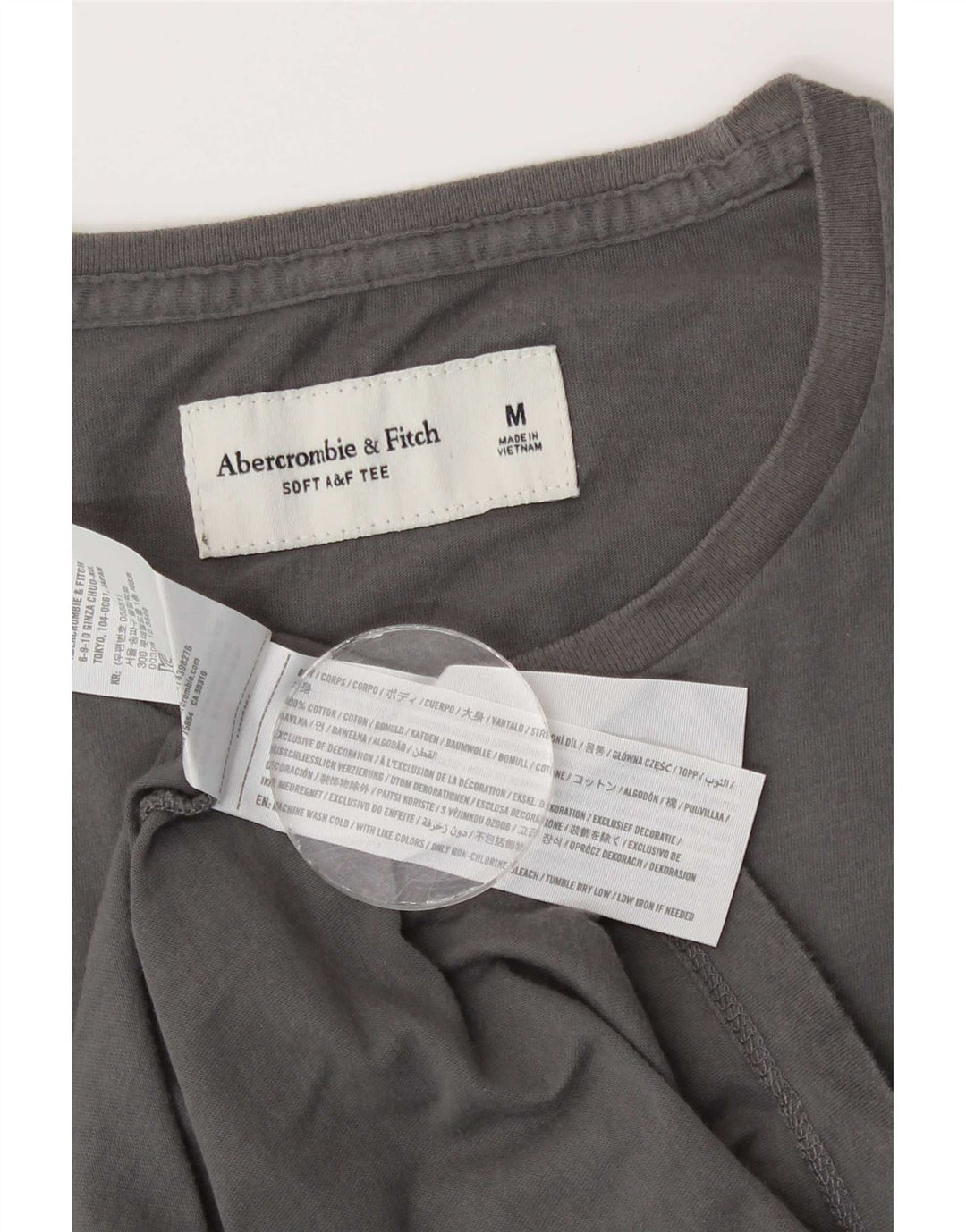 T-shirt męski Abercrombie & Fitch, średnioszary, bawełniany