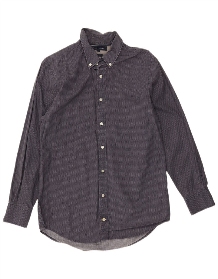 Męska koszula slim fit TOMMY HILFIGER, średnia, granatowa, bawełniana w cętki