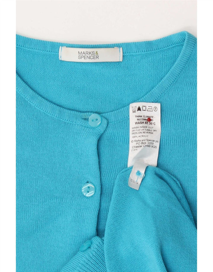 Marks & Spencer Damski sweter kardigan UK 8 Mały turkusowy akryl