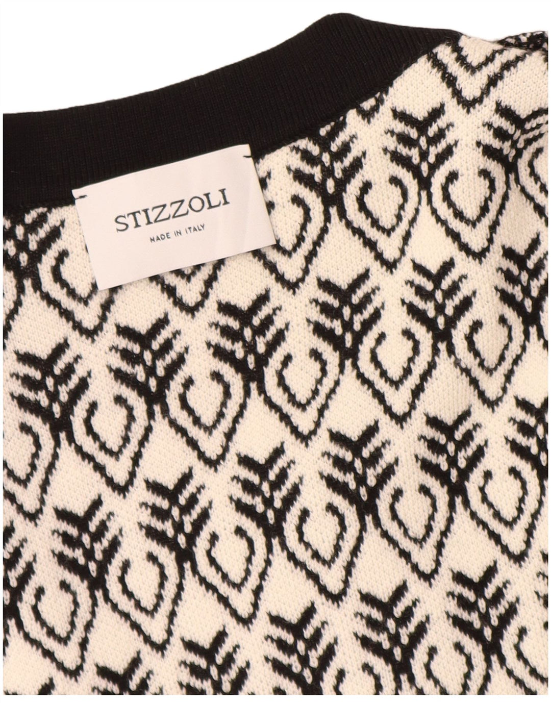 Damski sweter o przedłużonym fasonie STIZZOLI IT 46, duży, biały, geometryczny