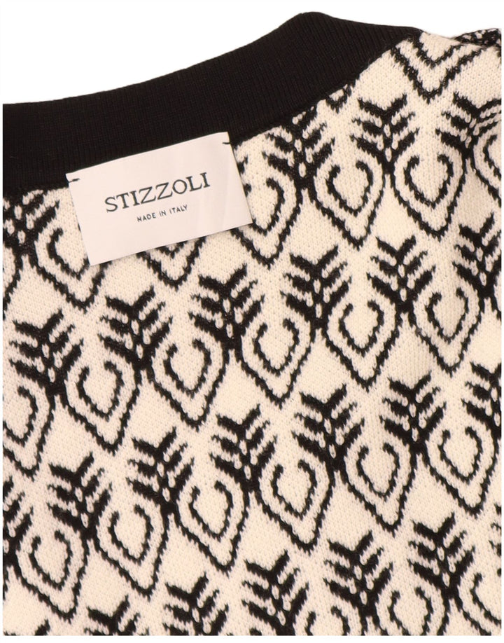 Damski sweter o przedłużonym fasonie STIZZOLI IT 46, duży, biały, geometryczny