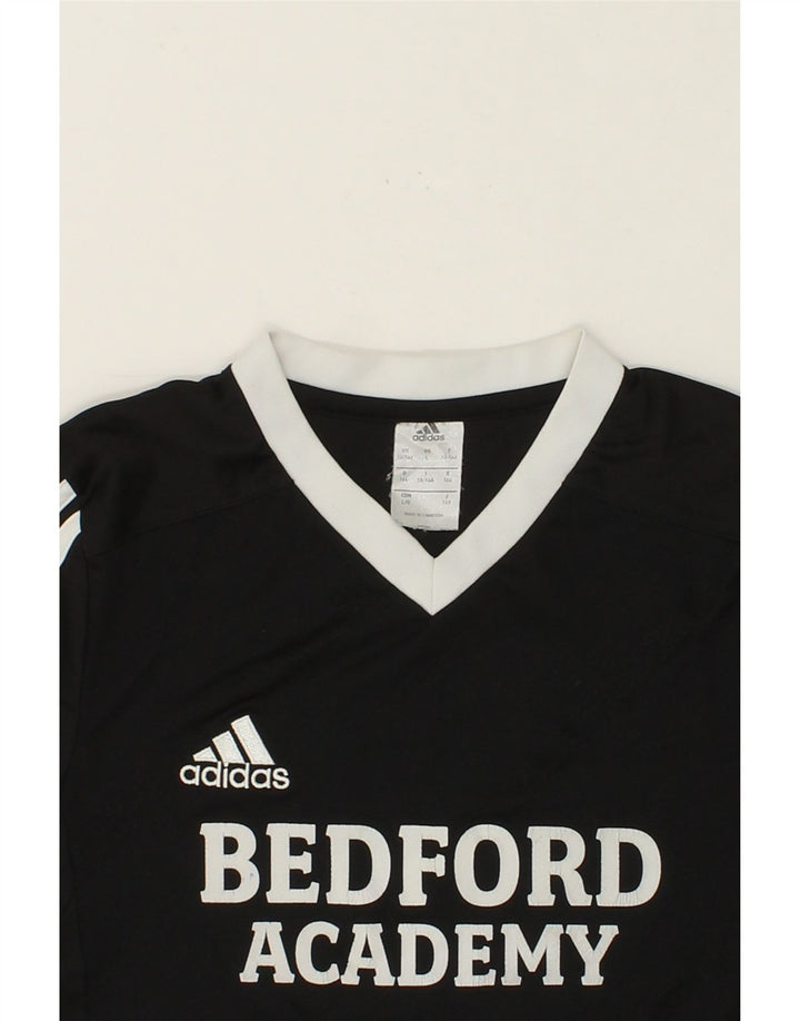 ADIDAS Boys Climalite Graphic T-Shirt Top 13-14 Years Black Polyester Vintage Adidas and Second-Hand Adidas from Messina Hembry 