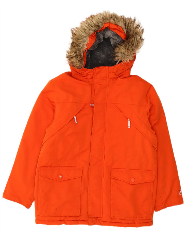 Chłopięca kurtka parka z kapturem GAP 11-12 lat XL, pomarańczowa, poliestrowa