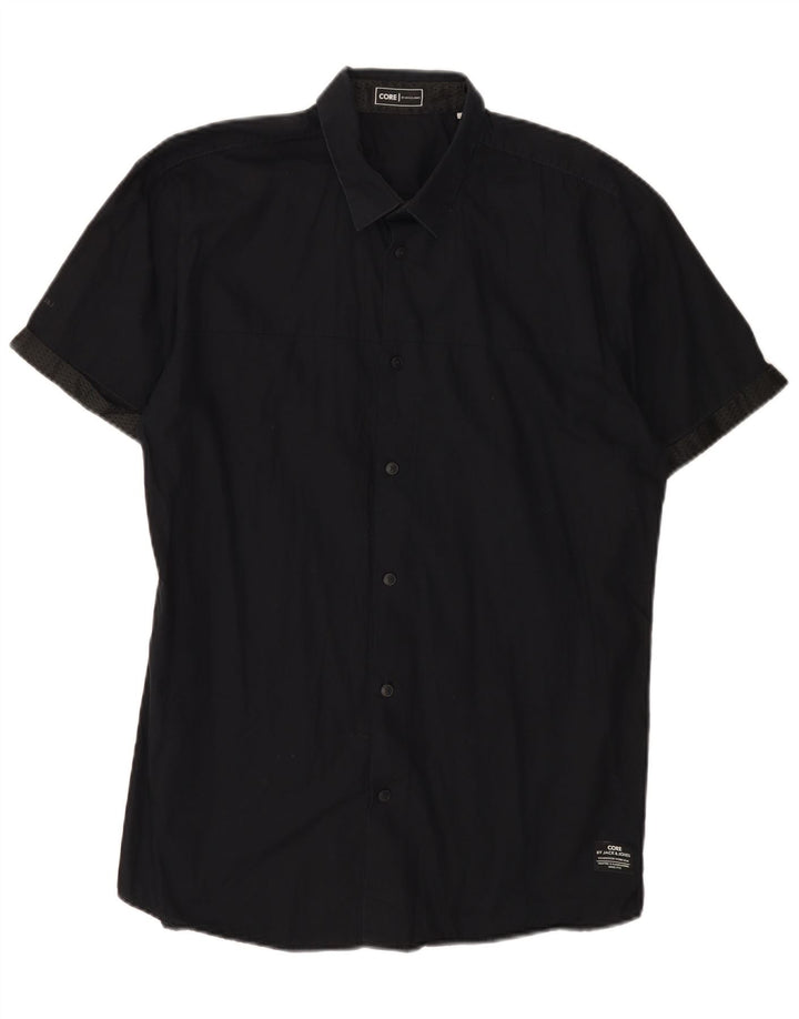 Męska koszula z krótkim rękawem Jack & Jones, duża, czarna, bawełniana