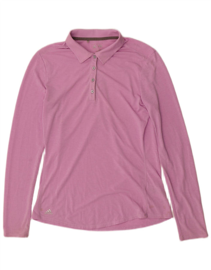 Damska koszulka polo Adidas z długim rękawem UK 10, mała, różowa, poliester