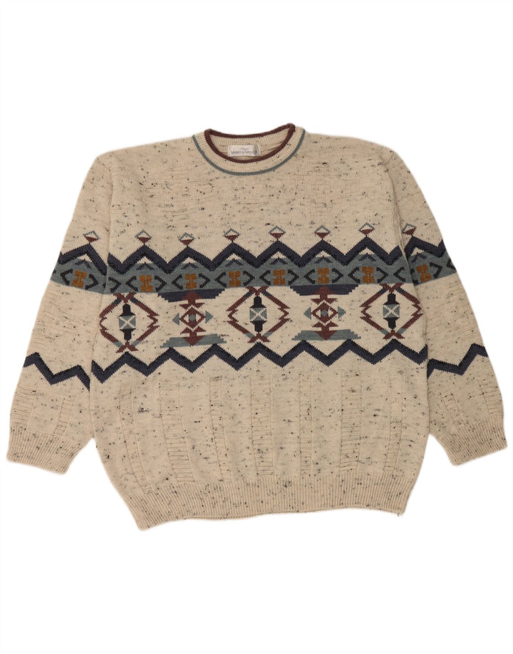 Marks & Spencer Męski sweter z okrągłym dekoltem, UK 41/43, duży beż