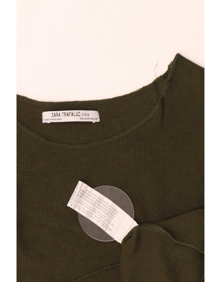 Damski krótki top Zara UK 8 Small, zielony, bawełniany