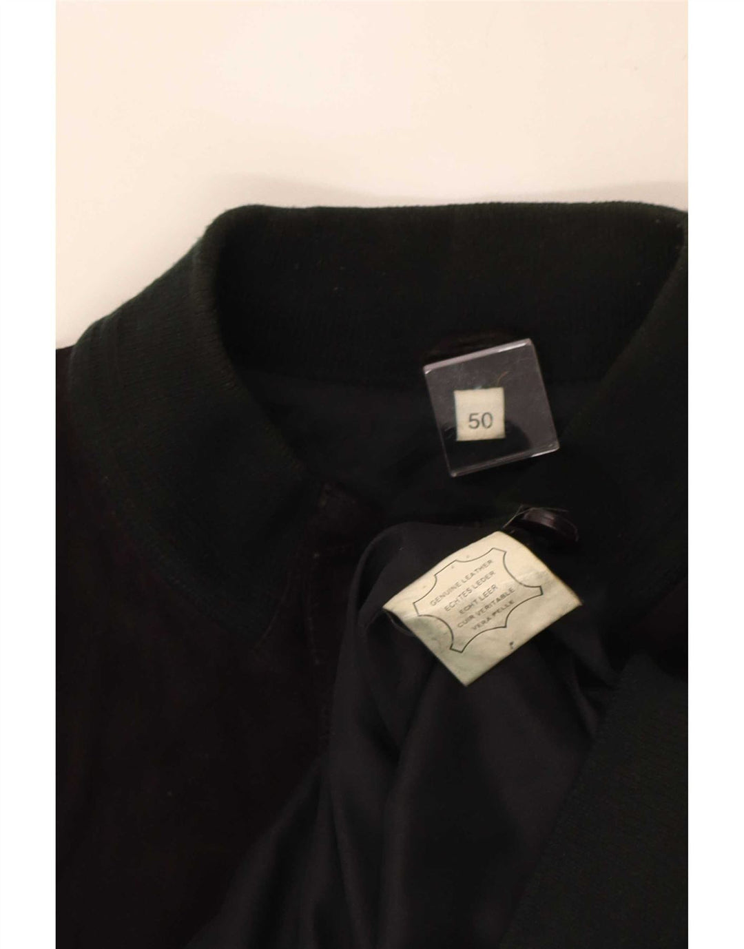 Vintage męska zamszowa kurtka bomber IT 50 duża czarna skóra