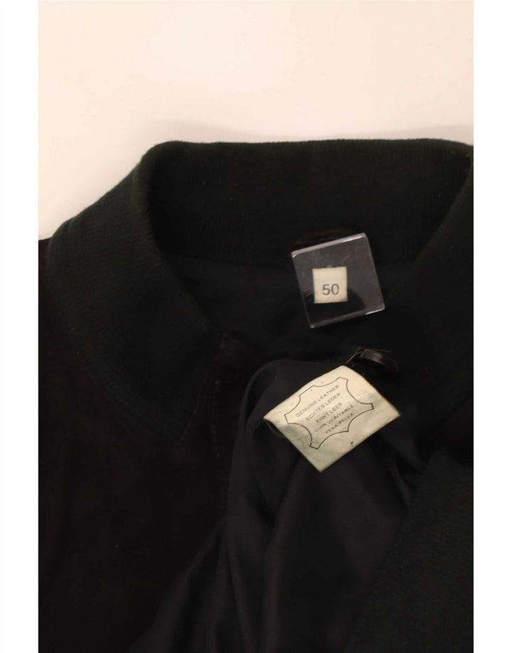 Vintage męska zamszowa kurtka bomber IT 50 duża czarna skóra