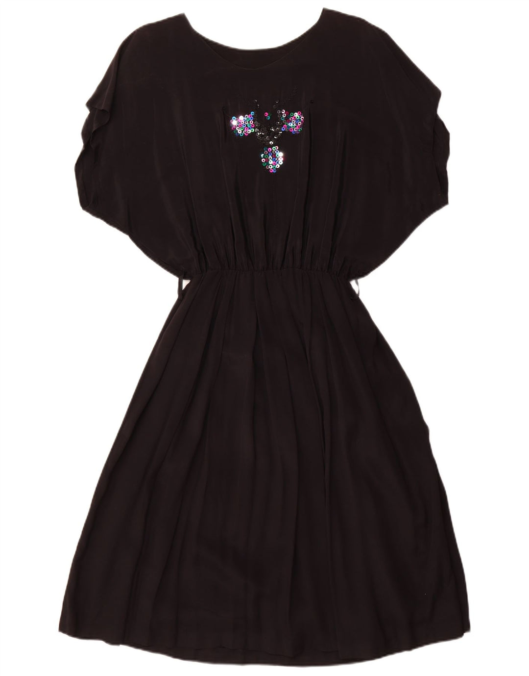 Vintage damska sukienka w kształcie skrzydła nietoperza, UK 18 XL, czarna