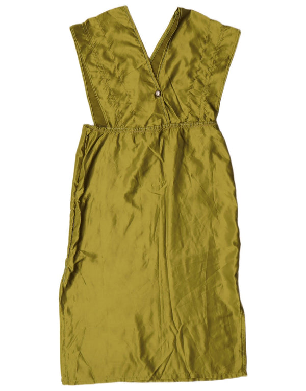 Vintage Womens Apron Dress UK 14 Large Green