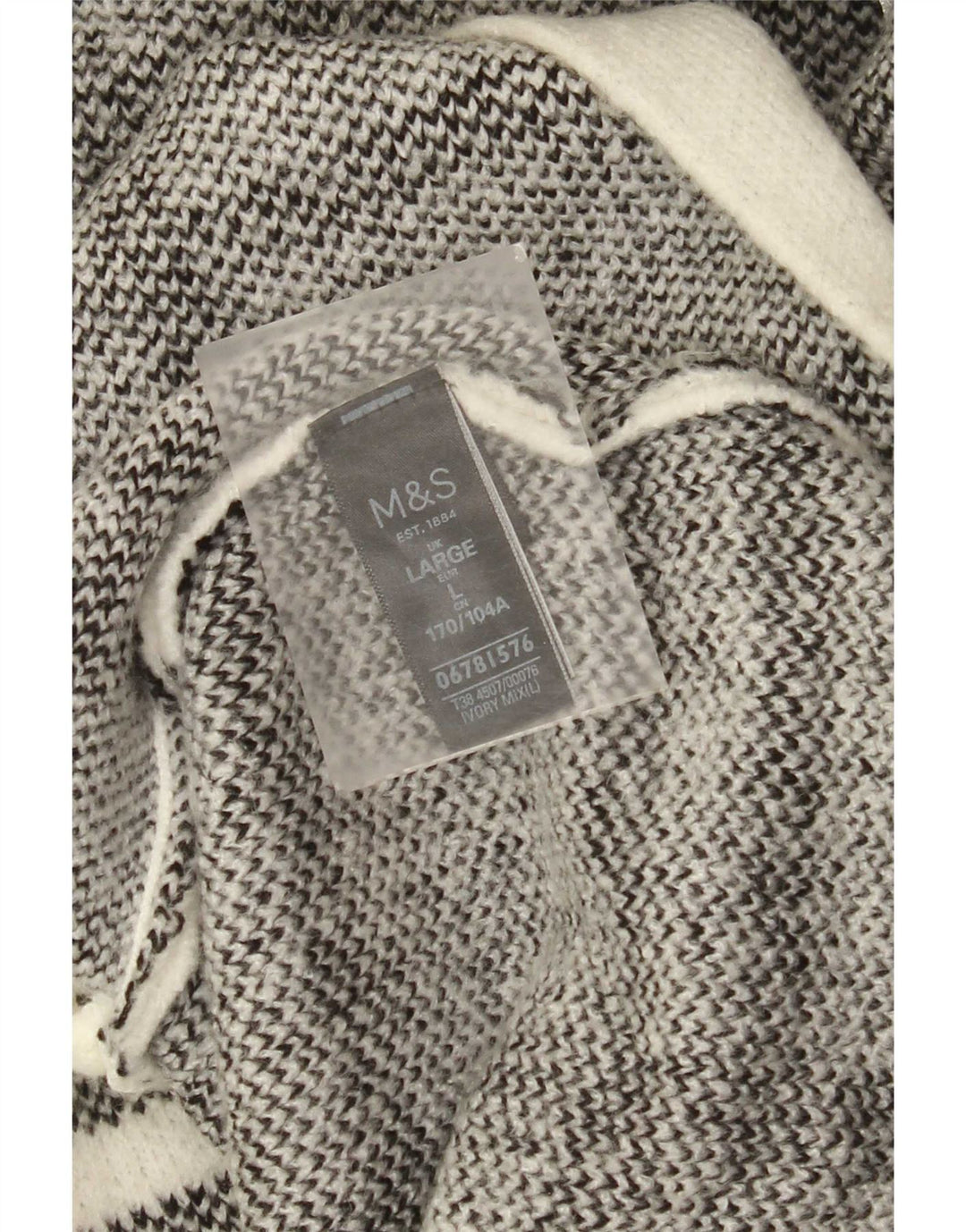 Sweter damski Marks & Spencer Longline Cardigan UK 16, duża, biała krata