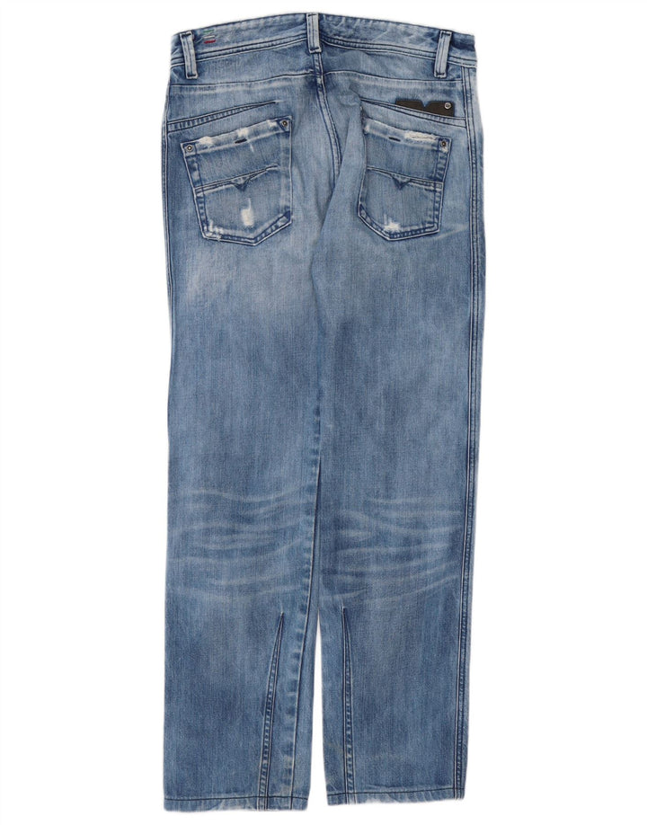 Diesel Męskie Darron Distressed Straight Jeans W30 L30 Niebieskie bawełniane