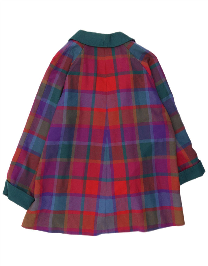 AVOCA Damski płaszcz otwarty UK 14 Średni, wielokolorowy w kratkę, nowa wełna