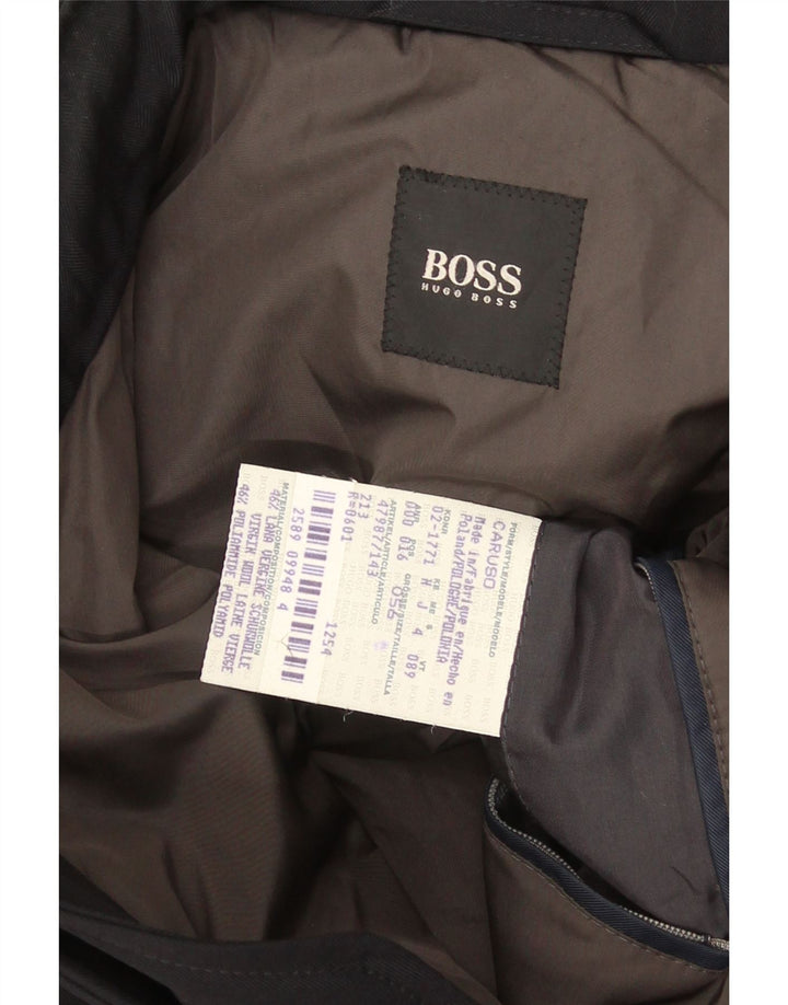 Męska kurtka wiatrówka Hugo Boss IT 56 3XL Czarna dziewicza wełna