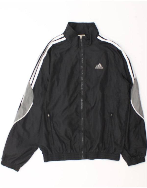 Adidas Męska kurtka dresowa UK 36/38 Mały czarny poliester z blokami kolorów