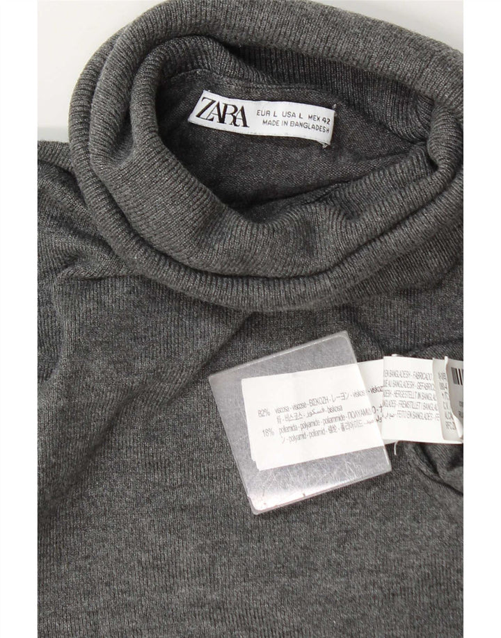 Damski sweter z golfem Zara UK 16 Large, szara wiskoza