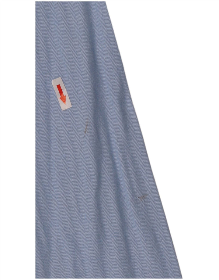 Crew Clothing Męska koszula slim fit, duża, niebieska, bawełniana w jodełkę