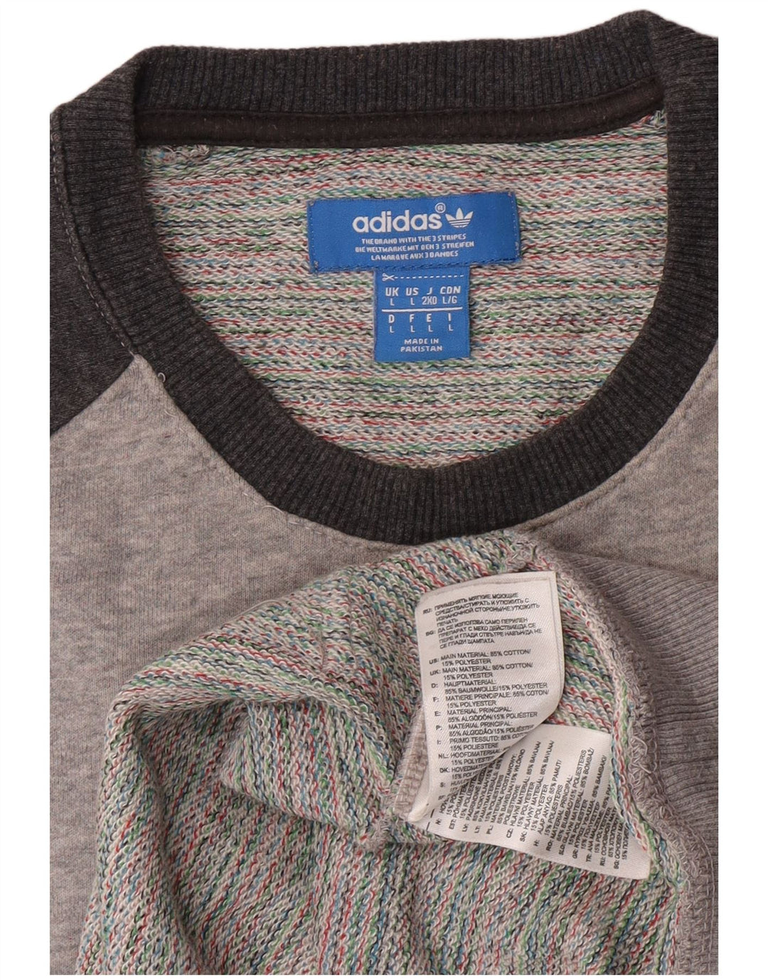 Męska bluza Adidas z grafiką, duża, szara, bawełniana z blokami kolorów