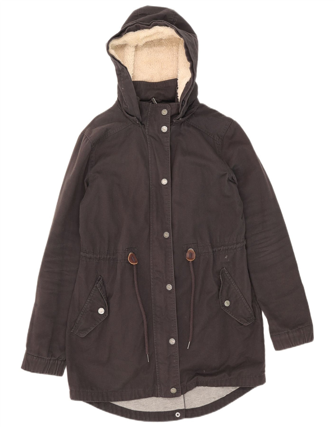 Damska kurtka parka z kapturem Fat Face UK 8, mała, czarna, bawełniana