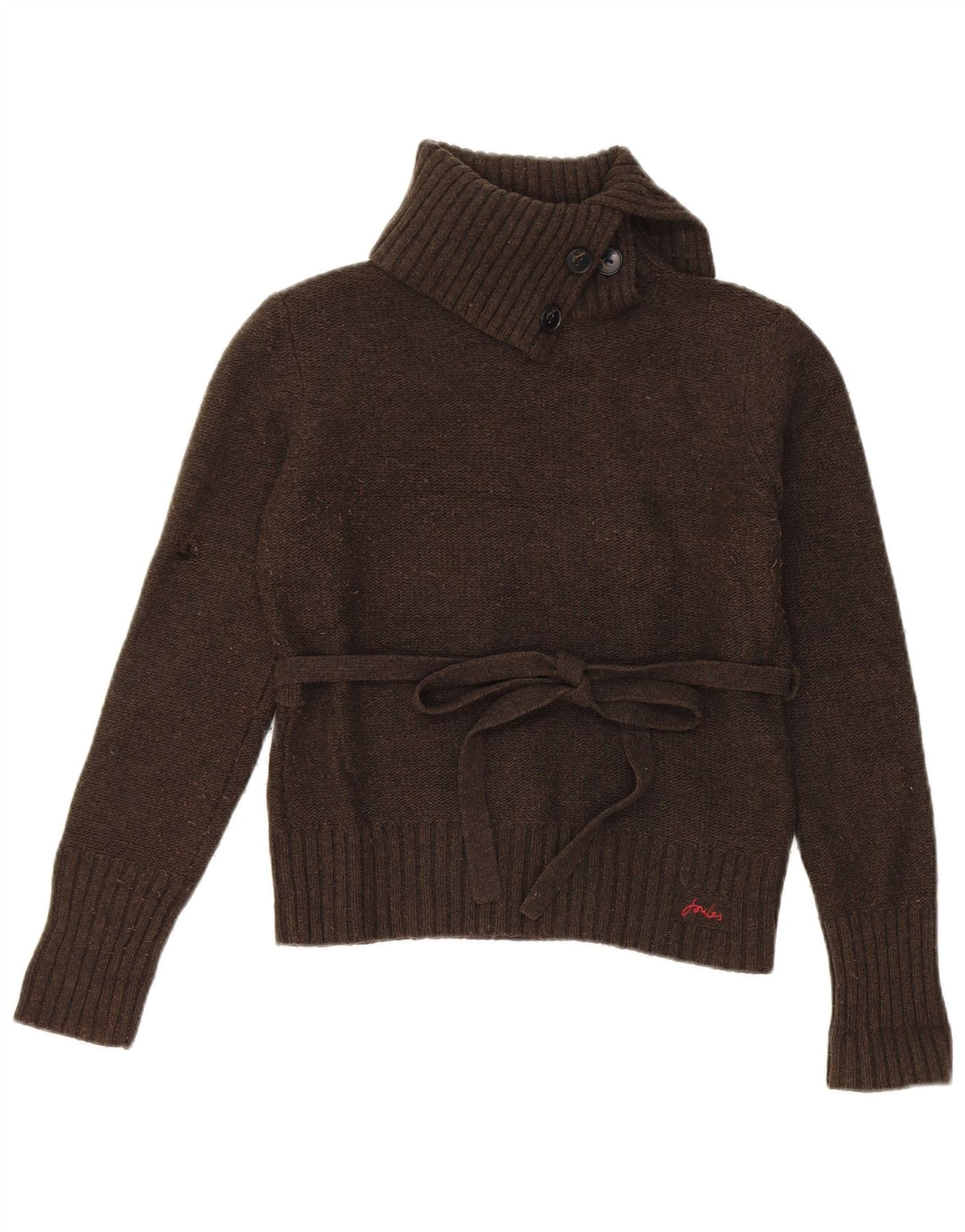 Damski sweter Joules z okrągłym dekoltem, UK 12, średnia wełna khaki